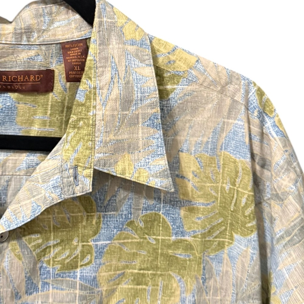 Tori Richard Mens Resortcore XL Cotton Lawn Tropical Monstera Leaf Button Shirt - Picture 2 of 7